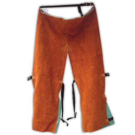 Magid Split Leather Chaps with Enclosed Green Sateen Calves 1041T36KVE